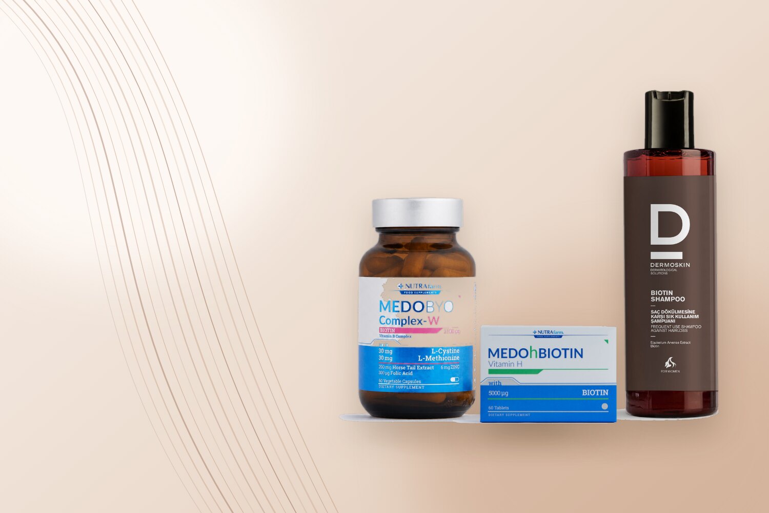 NutraFarm MedoByo Complex W, Medohbiotin ve Dermoskin Biotin Şampuan
