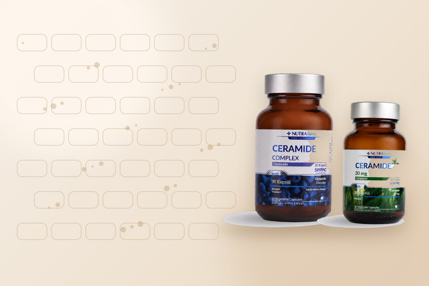 Seramid içeren NutraFarm Ceramide ve Ceramide Complex takviyeleri